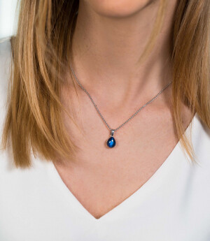 ZINZI zilveren hanger blauw peervorm 20mm ZIH1934B