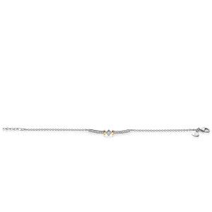 ZINZI Sterling Silver Bicolor Bracelet Bar and Square Setting with White Zirconias 18-20cm ZIA2121