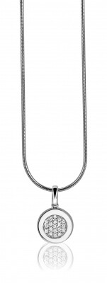 Zinzi zilveren ronde hanger wit ZIH1059 