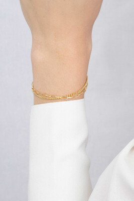 ZINZI zilveren multi-look armband in 14K geel verguld met gourmet en paperclip schakels ZIA1988G