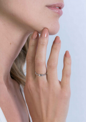 ZINZI Sterling Silver Chain Ring with Oval Chains ZIR2115