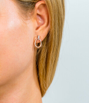 ZINZI Rose Gold Plated Sterling Silver Stud Earrings Drop White ZIO1709