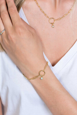 ZINZI Sterling Silver Paperclip Chain Bracelet 14K Yellow Gold Plated