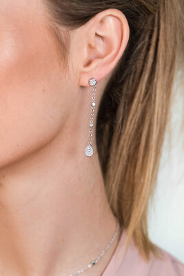 ZINZI zilveren oorsieraden 55mm schakelketting en witte zirconia's ZIO1956