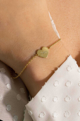 ZINZI Gold Plated Sterling Sterling Silver Bracelet with Heart 10mm for Engraving 17-20cm ZIA2346G