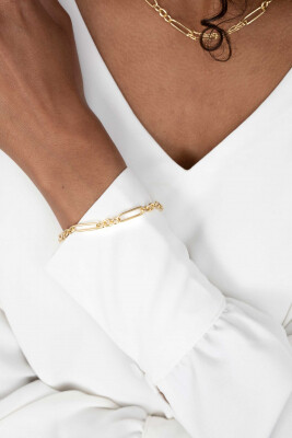 ZINZI zilveren armband in 14K geel verguld waarbij diverse trendy schakels zijn gecombineerd ZIA1991G