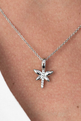 ZINZI Sterling Silver Pendant Dragonfly White ZIH1887