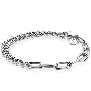 ZINZI Sterling Sterling Silver Multi-Chain Bracelet with Curb and Paperclip Chains width 6,7mm ZIA2285