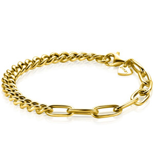 ZINZI Gold Plated Sterling Sterling Silver Multi-Chain Bracelet with Curb and Paperclip Chains width 6,7mm ZIA2285G