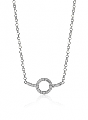 ZINZI Sterling Silver Necklace Circle and Bar Design with White Zirconias 42-45cm ZIC1063