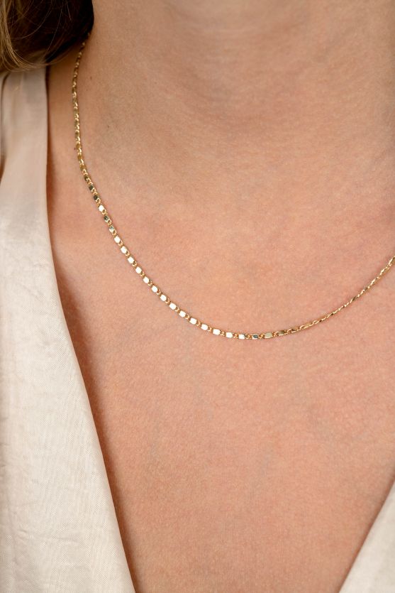 ZINZI Gold 14 karat solid gold chain necklace with shiny