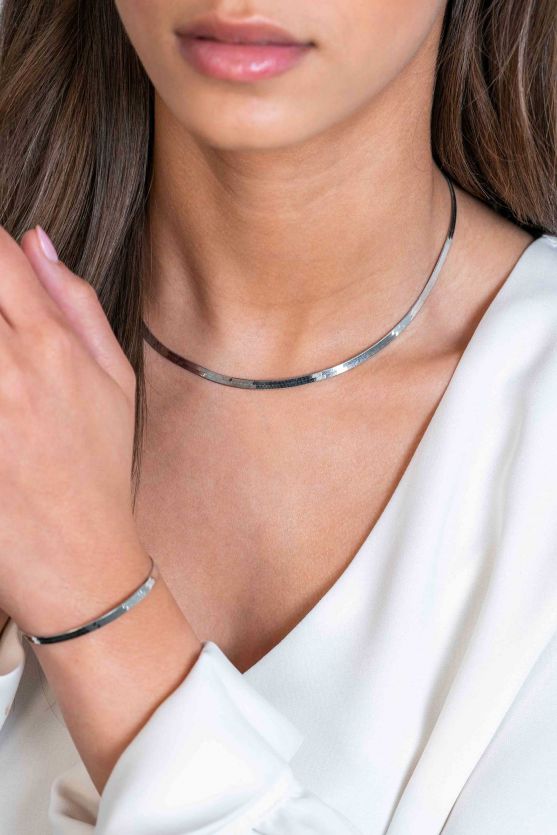 【zigensan】 ZINZI Sterling Silver Snake Chain Necklace 45cm 3.5mm width ZIC2292