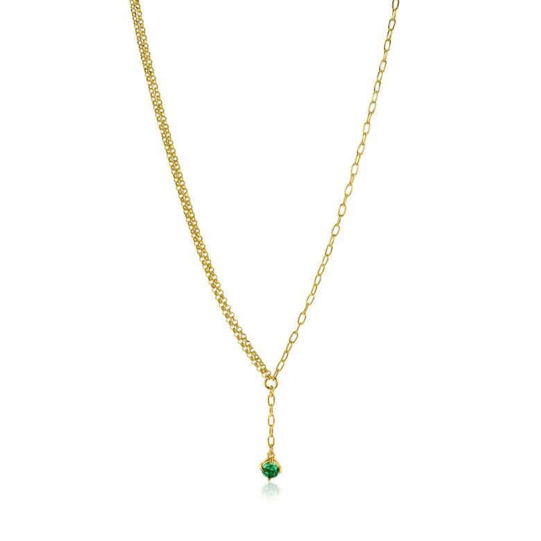 ZINZI gold plated silver Y-necklace with subtle links, dangling