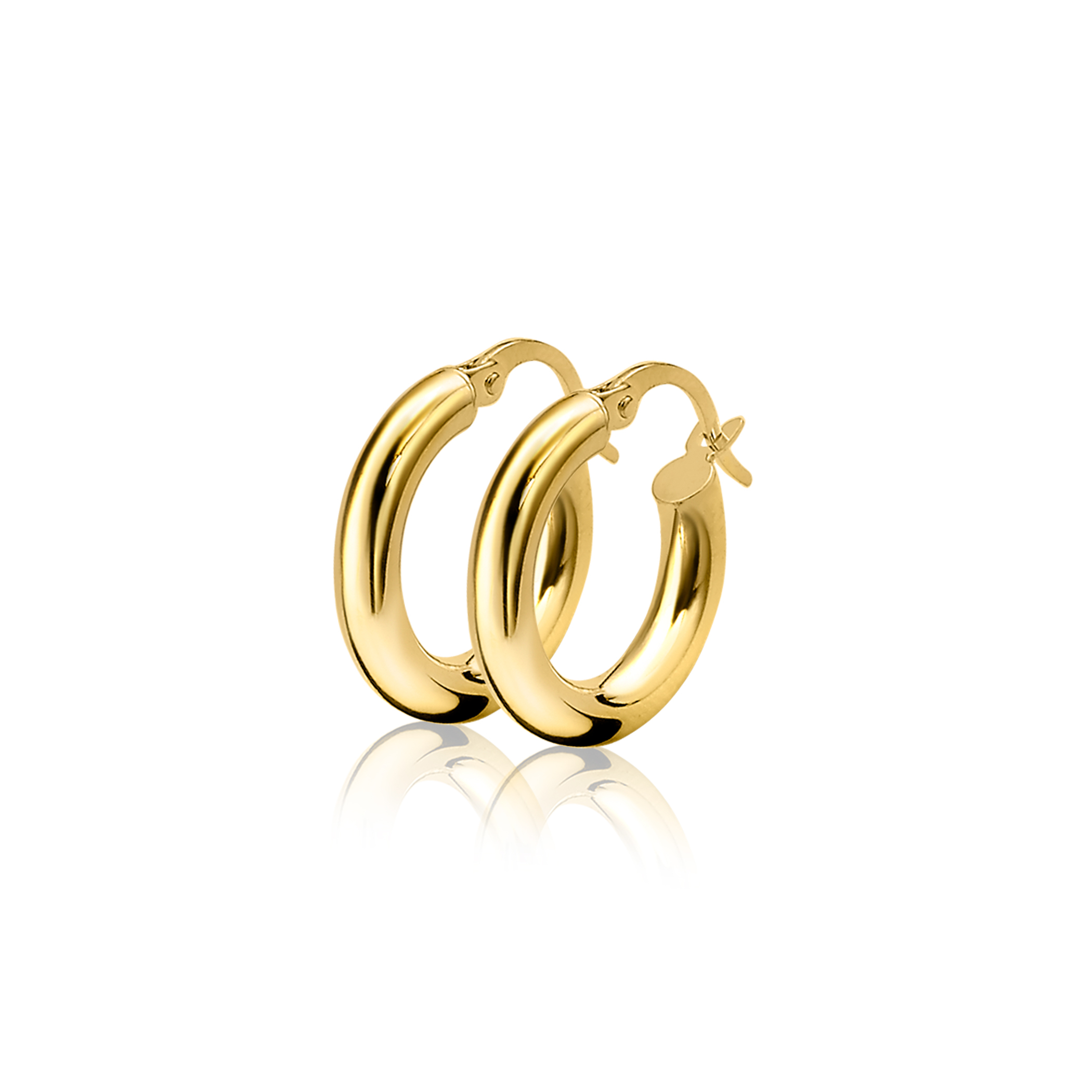 ZINZI 14K Gold Hoop Earrings Round Tube 15 x 3mm ZGO130