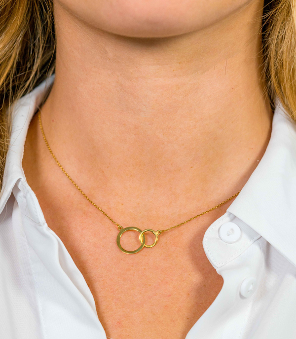 ZINZI 14K Gold Necklace with 2 Connected Open Circles 42cm ZGC113