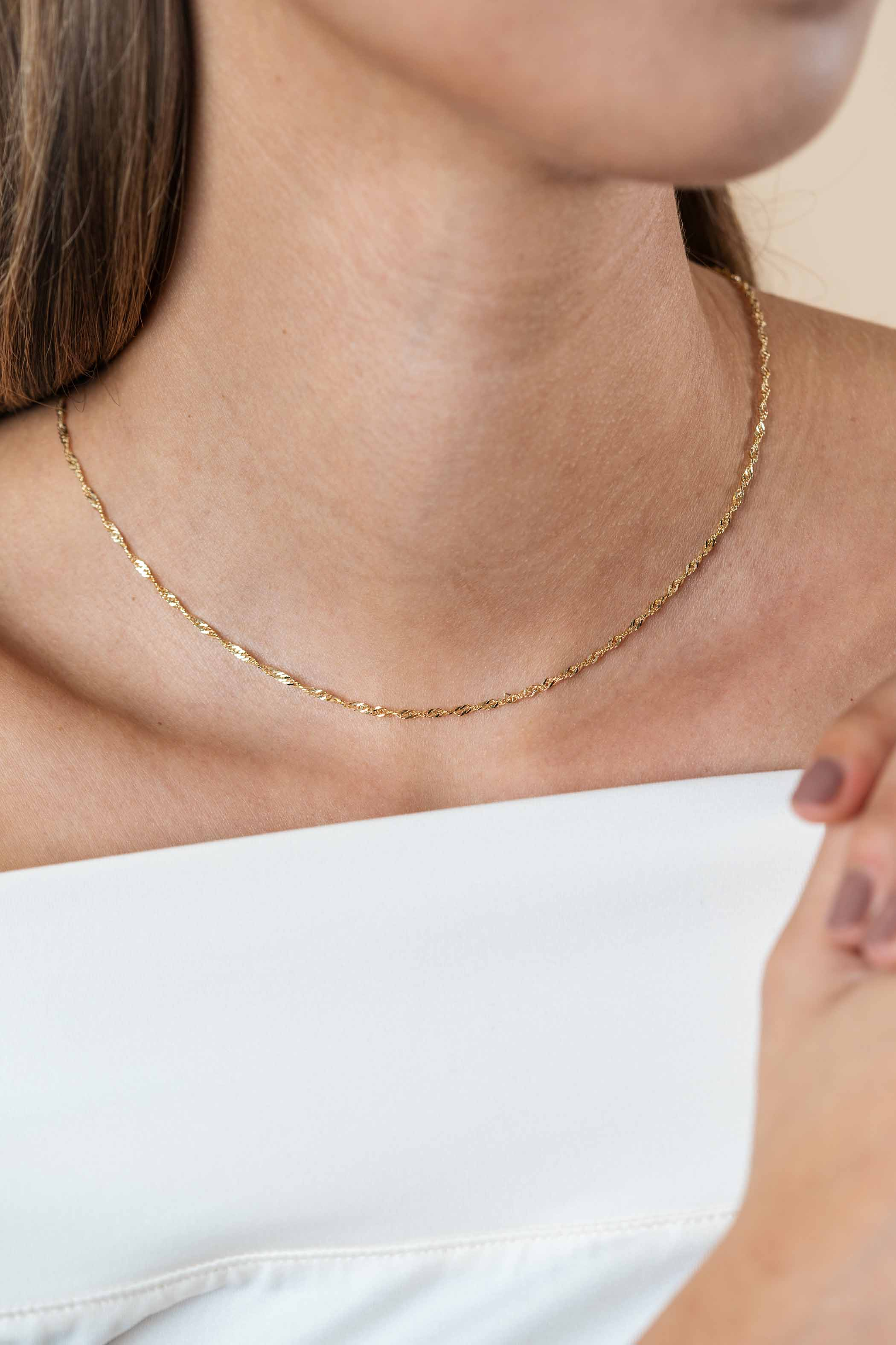 ZINZI Gold 14 carat solid gold Singapore necklace, 1.8mm wide, 41-43cm ZGC501
