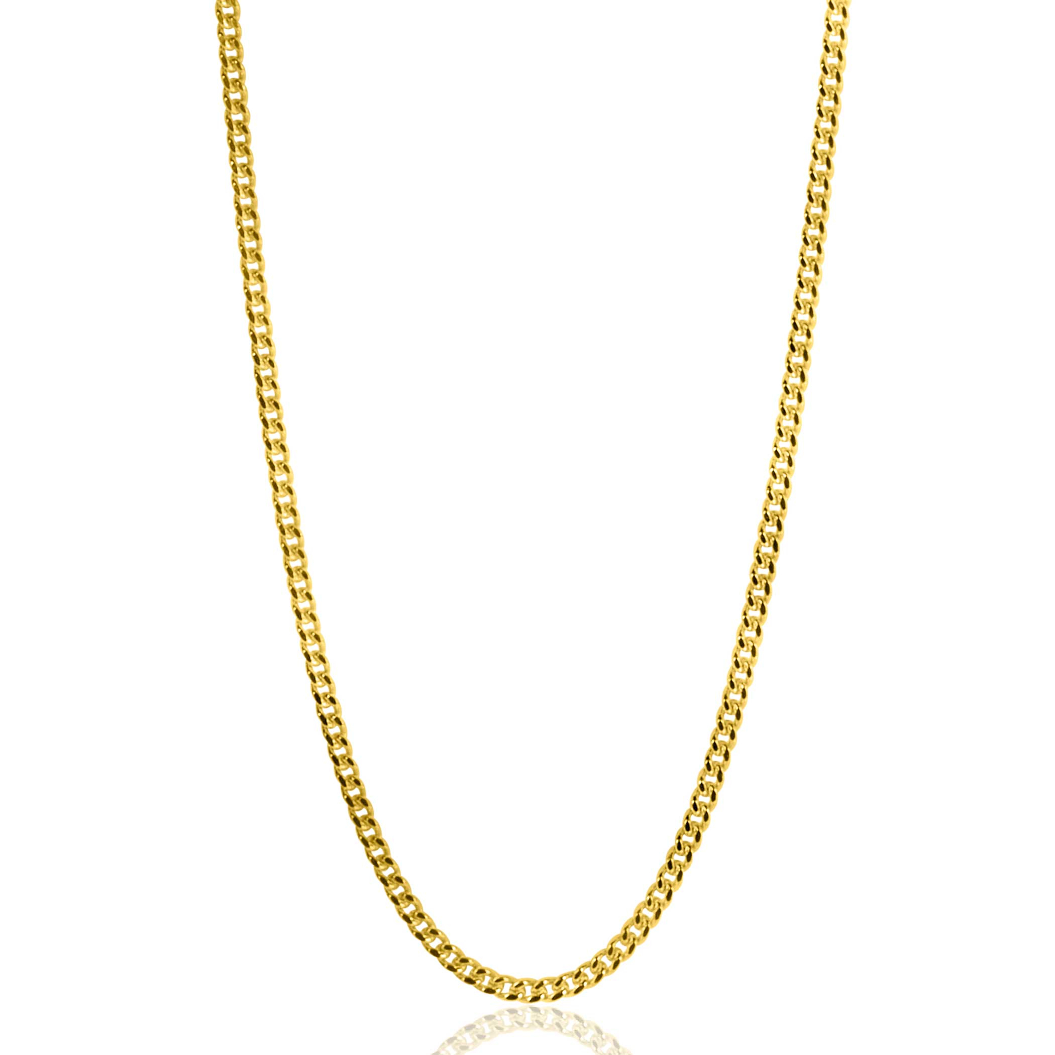 42cm ZINZI 14K Gold Curb Chain Necklace 1mm width ZGLG42-1
