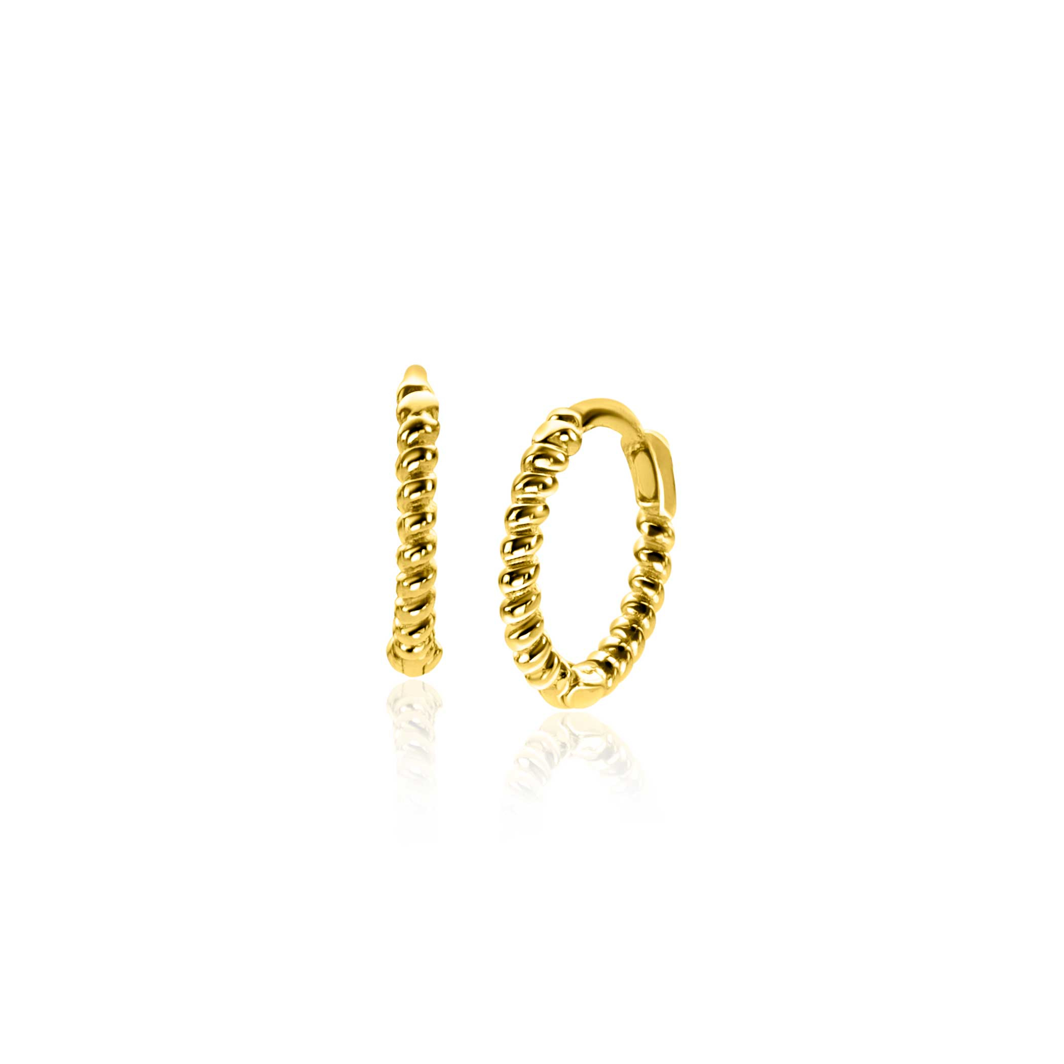 10mm ZINZI 14K Gold Hoop Earrings Twist 1,3mm width ZGO468