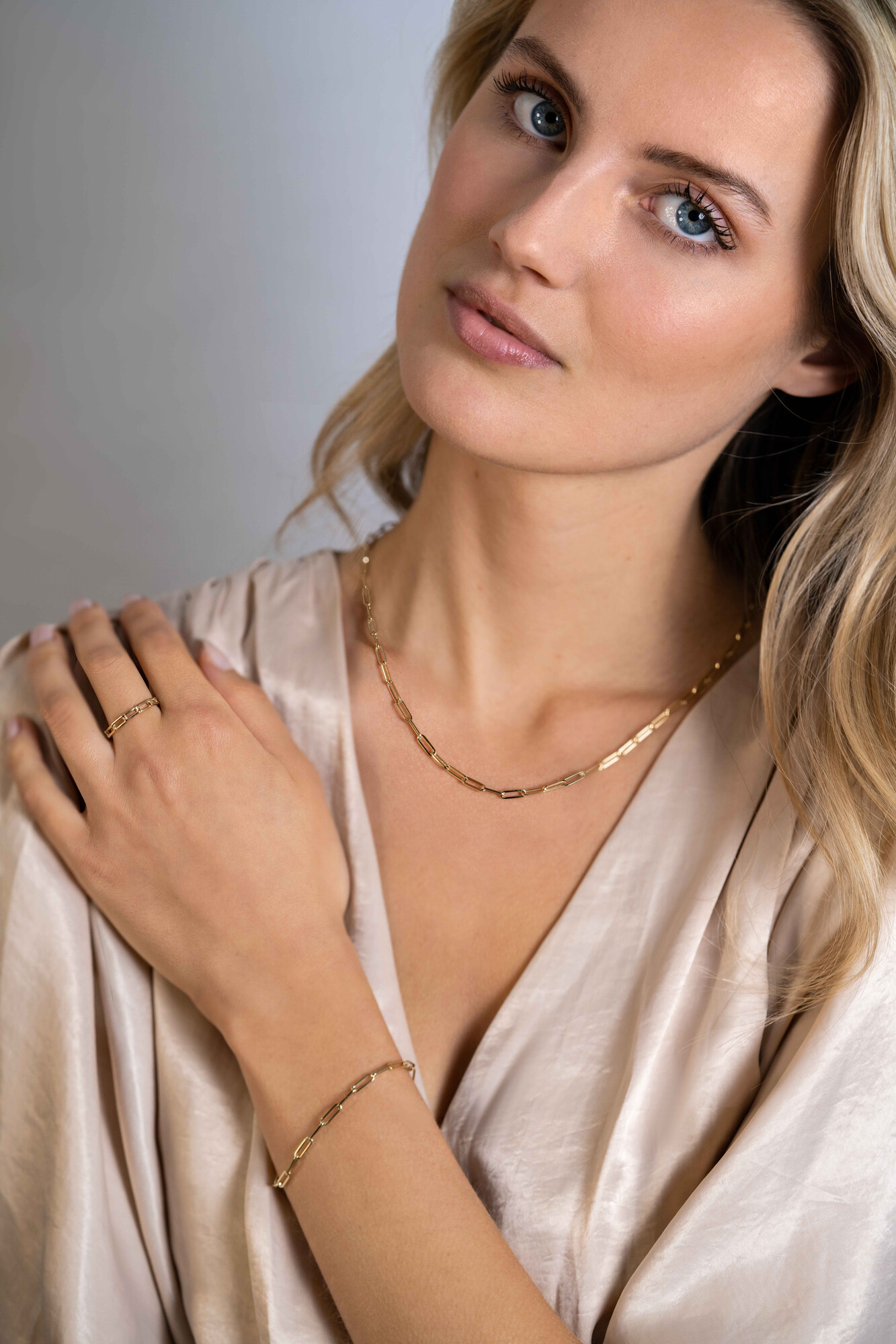 ZINZI 14K Gold Chain Ring Paperclip 3mm width ZGR346