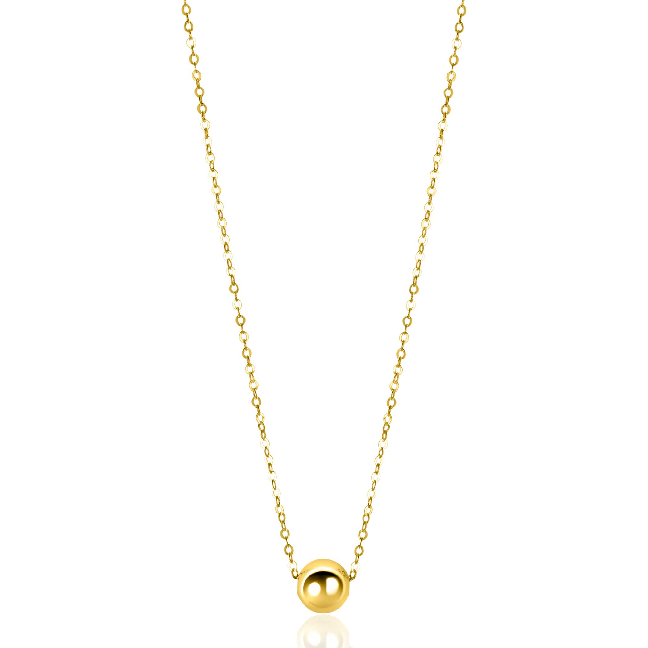 ZINZI Gold 14 carat gold link necklace with elegant smooth bead of 6mm, 42-45cm ZGC505