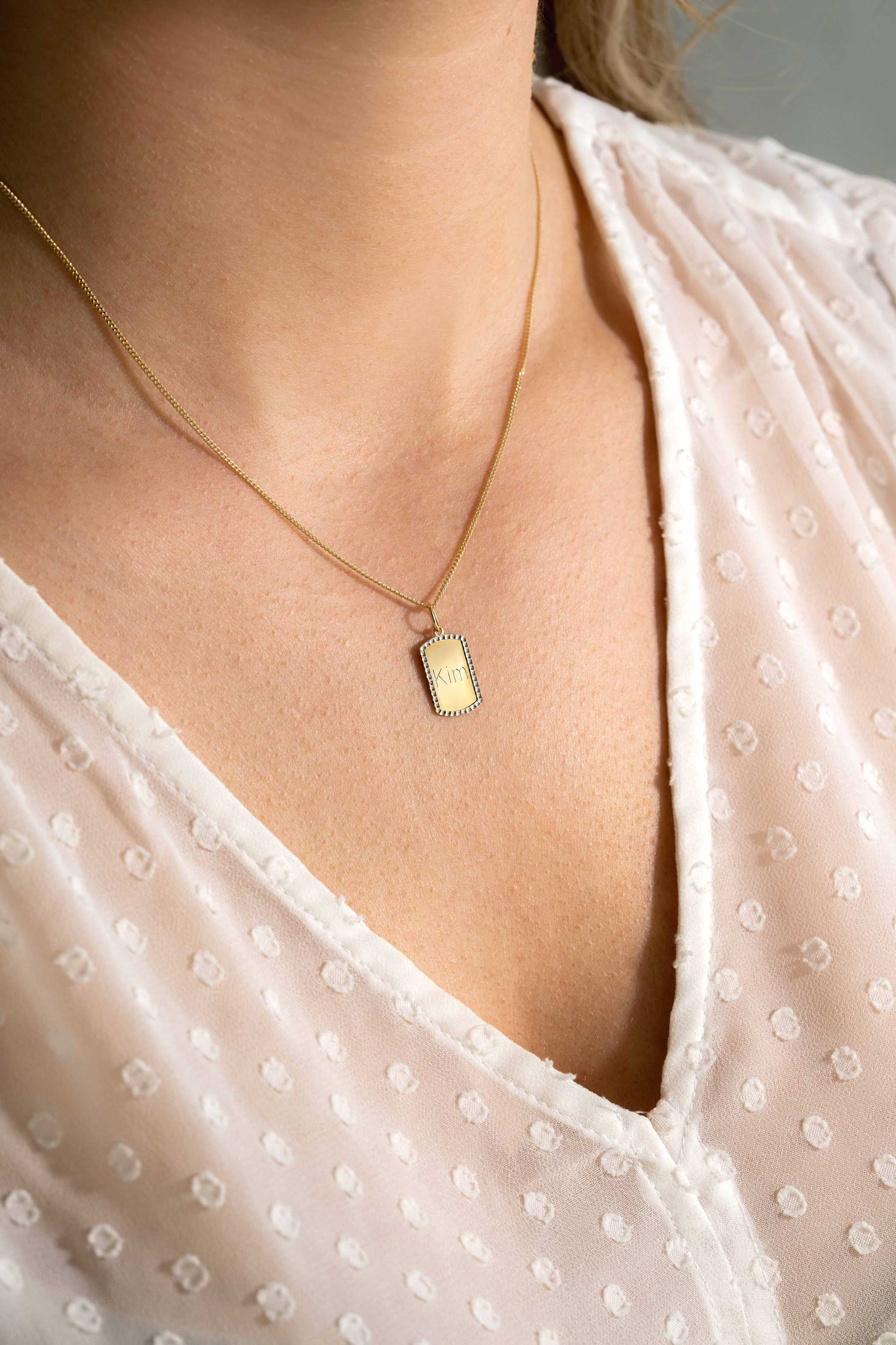 14mm ZINZI 14K Gold Engravable Flat Bar with White Gold Pearls ZGH365-14 (excl. necklace)