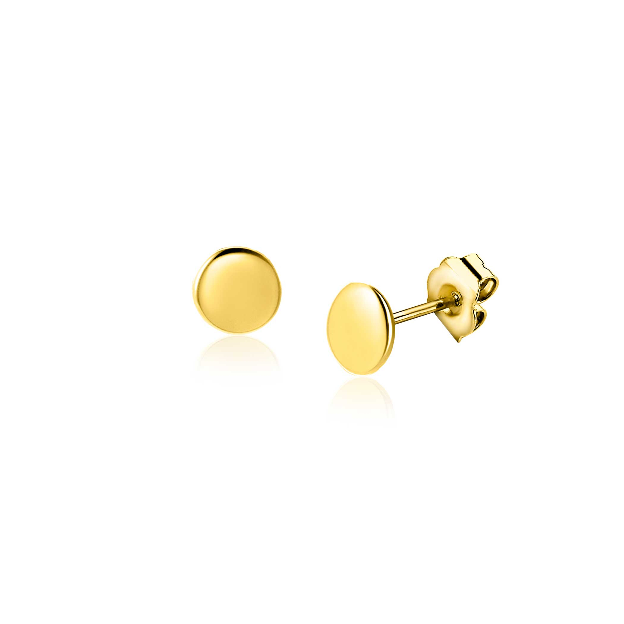 5mm ZINZI Gold 14 karat gold smooth round ear studs 5mm ZGO503
