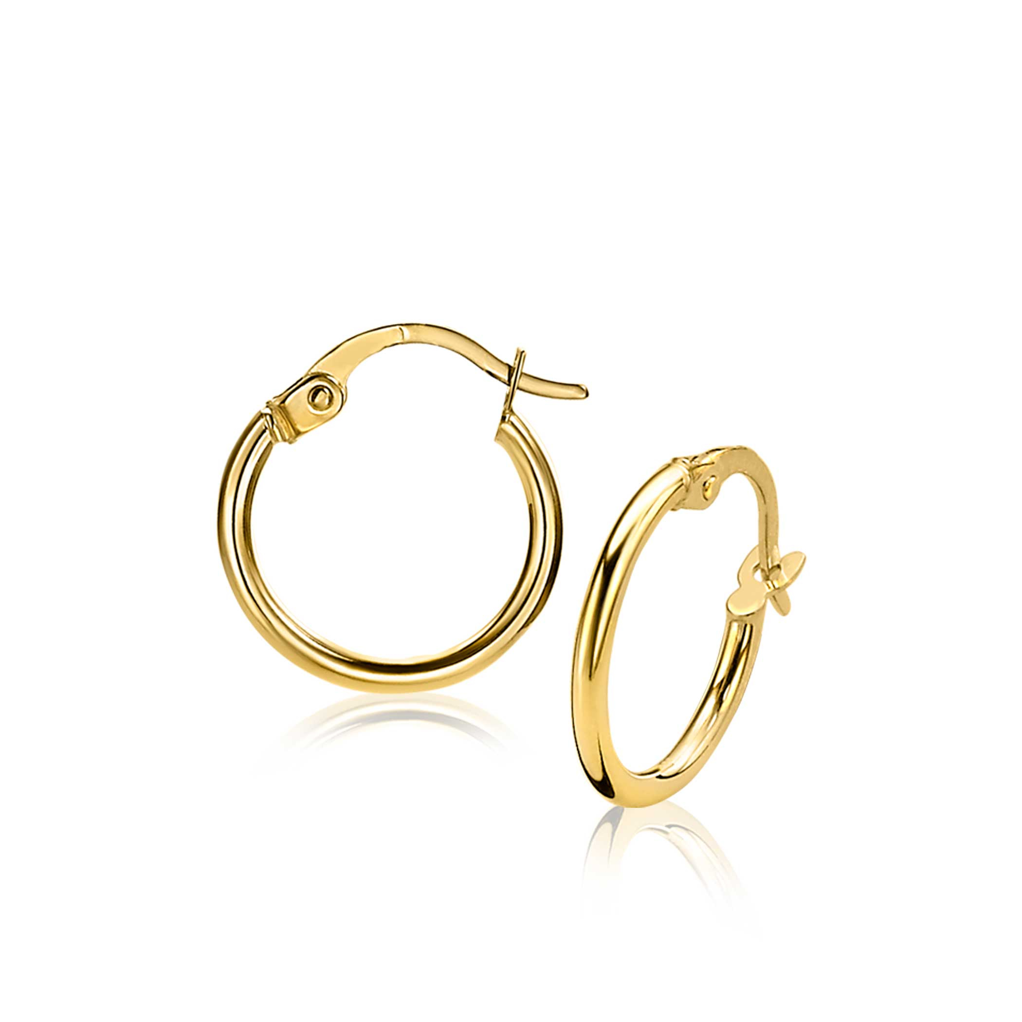 ZINZI 14K Gold Hoop Earrings Round Tube 13,5 x 1,5mm ZGO126