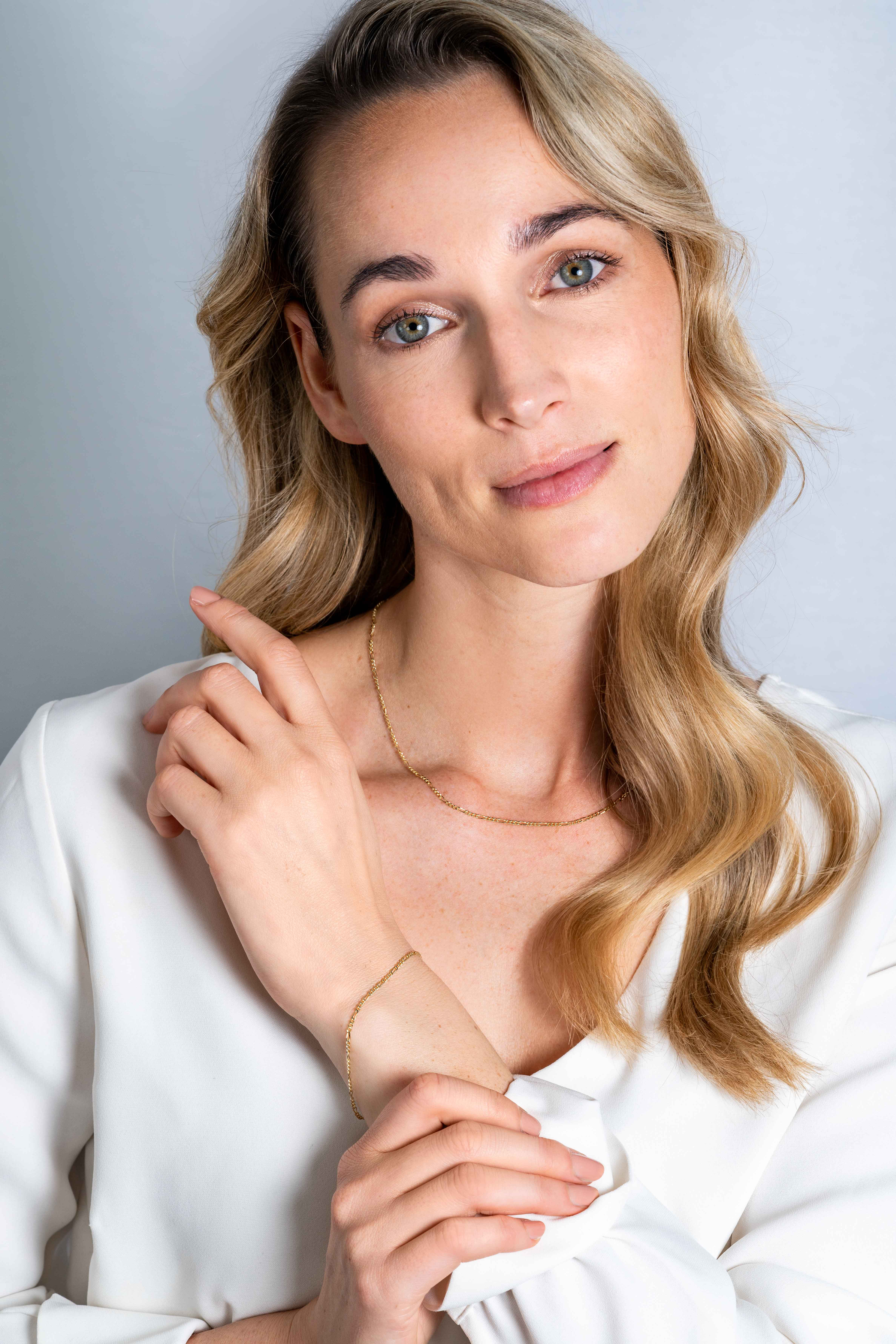 ZINZI 14K Gold Figaro Chain Bracelet 1,5mm width ZGA294