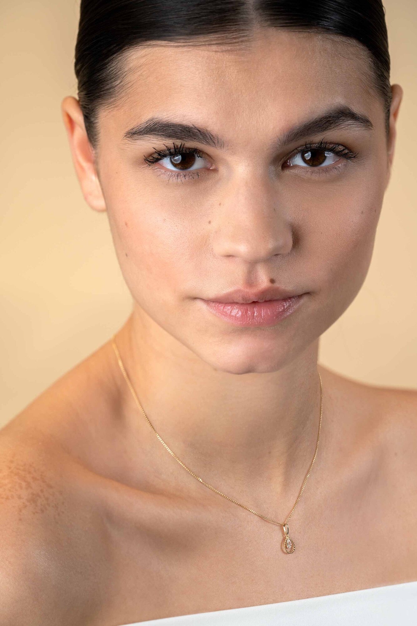 16mm ZINZI 14K Gold Pendant Drop White Zirconia ZGH478 (excl. necklace)