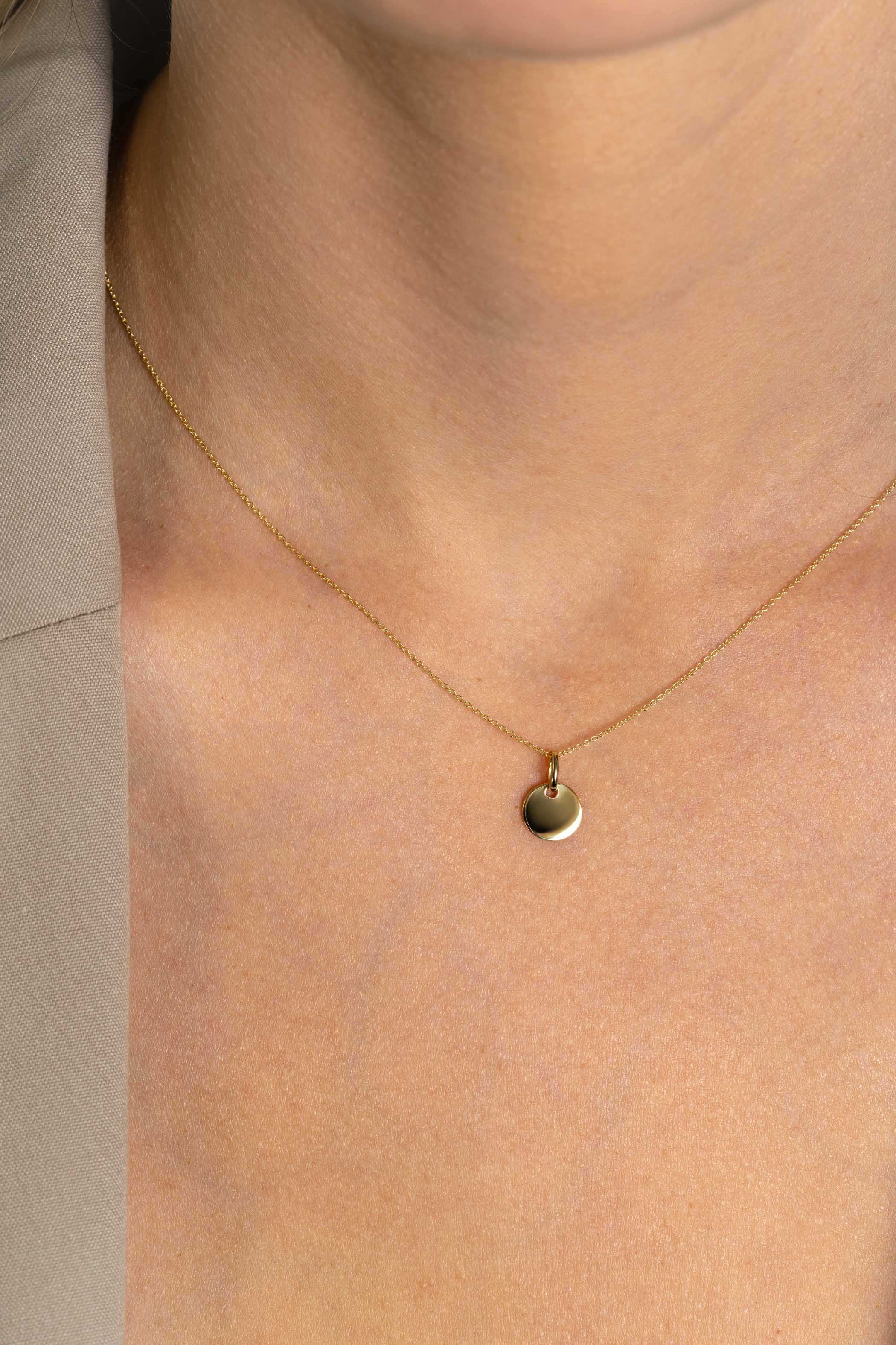 8mm ZINZI 14K Gold Pendant Trendy Shiny Coin ZGH397-8 (excl. necklace)