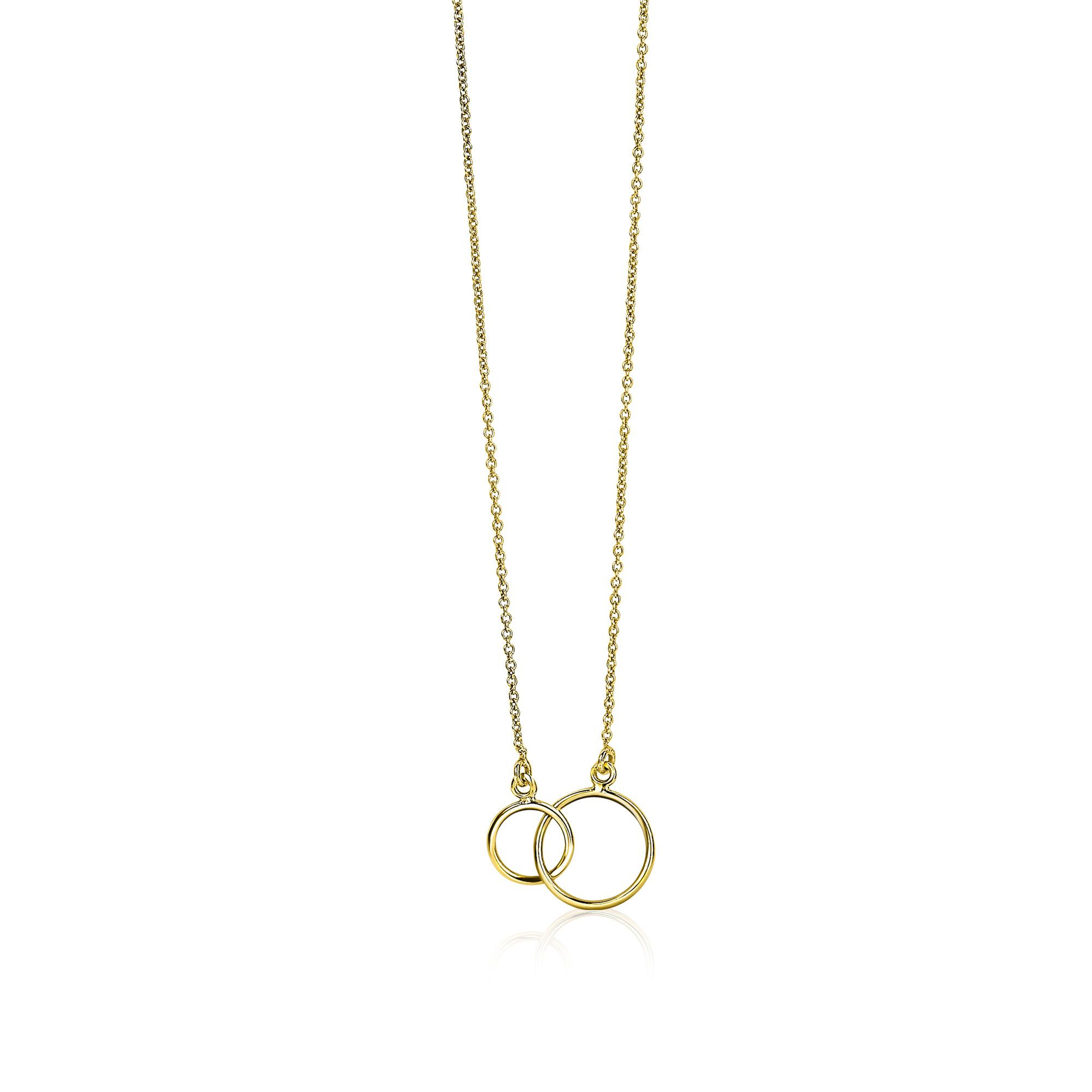 ZINZI 14K Gold Necklace with 2 Connected Open Circles 42cm ZGC115
