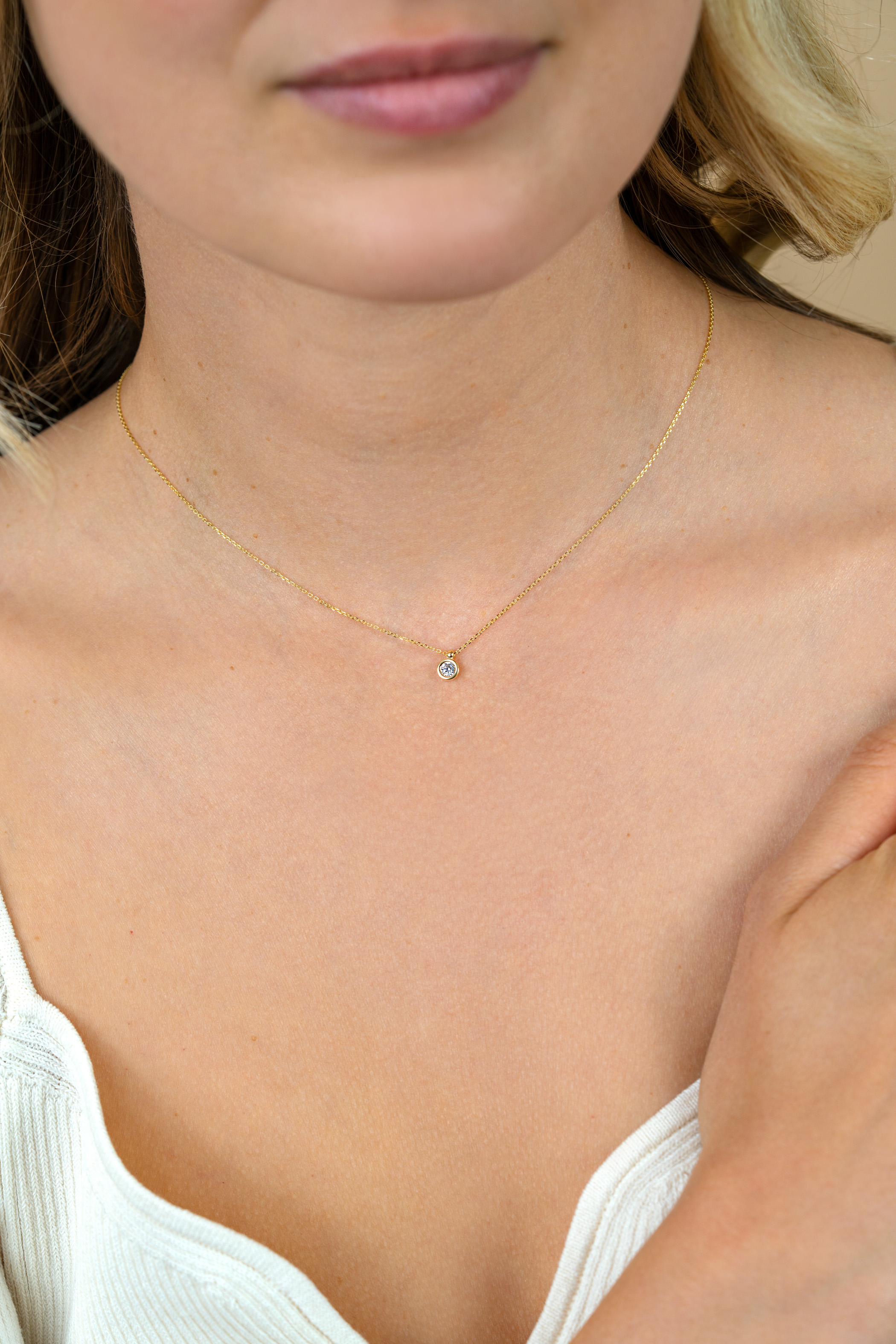 ZINZI GOLD collier met hanger zirc.gladde zetting