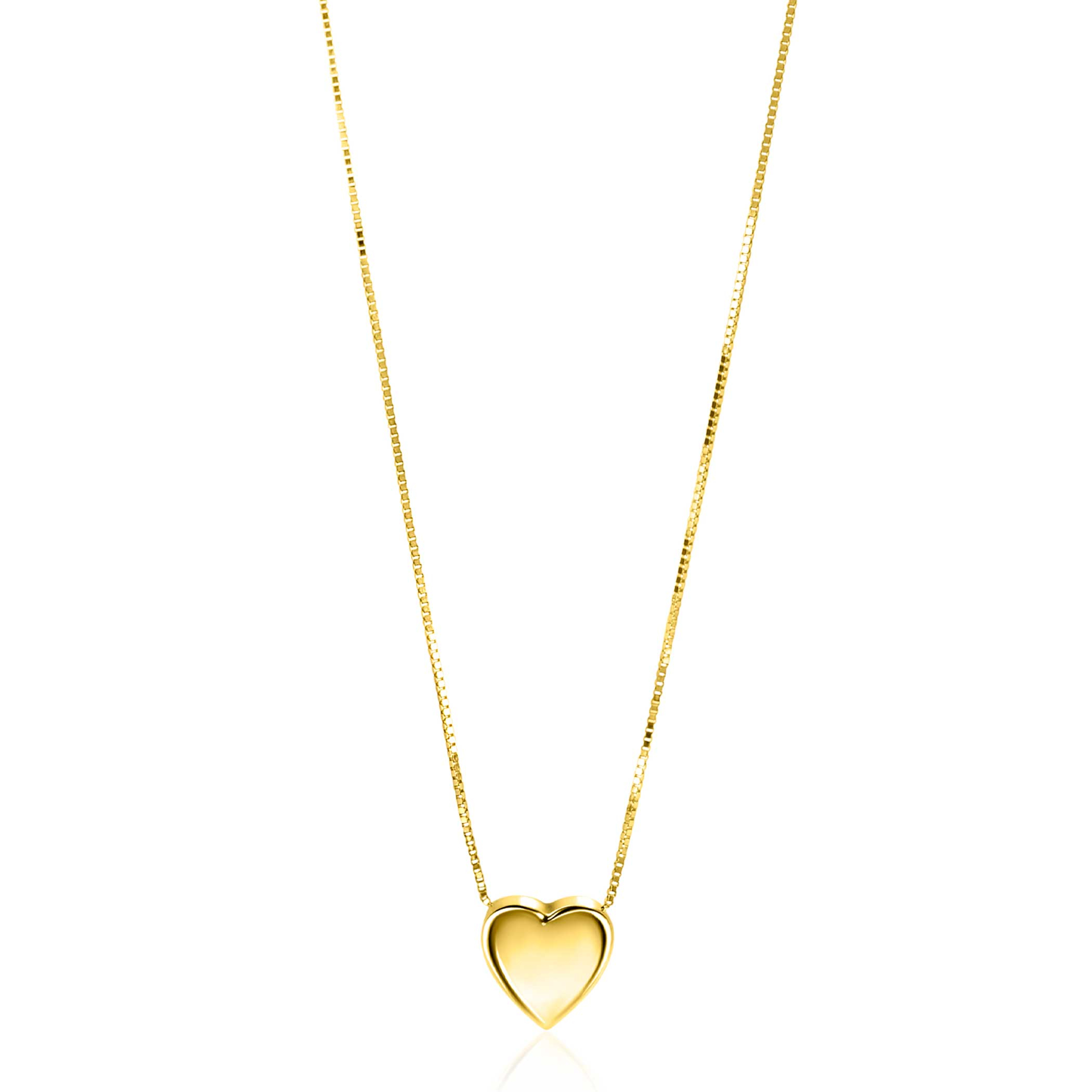 ZINZI Gold 14 karat gold Venetian chain 45cm with graceful smooth heart pendant of 7mm ZGC486