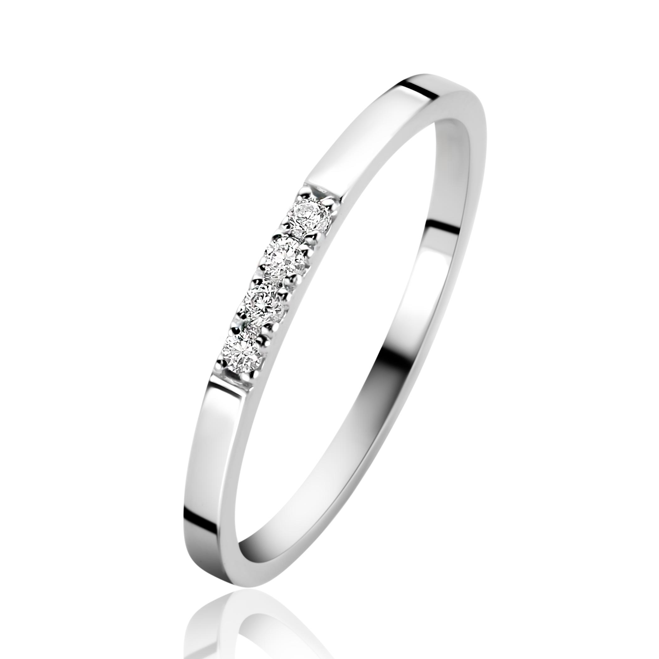 ZINZI 14K Gold Ring 4 White Zirconias 1,7mm width ZGR407