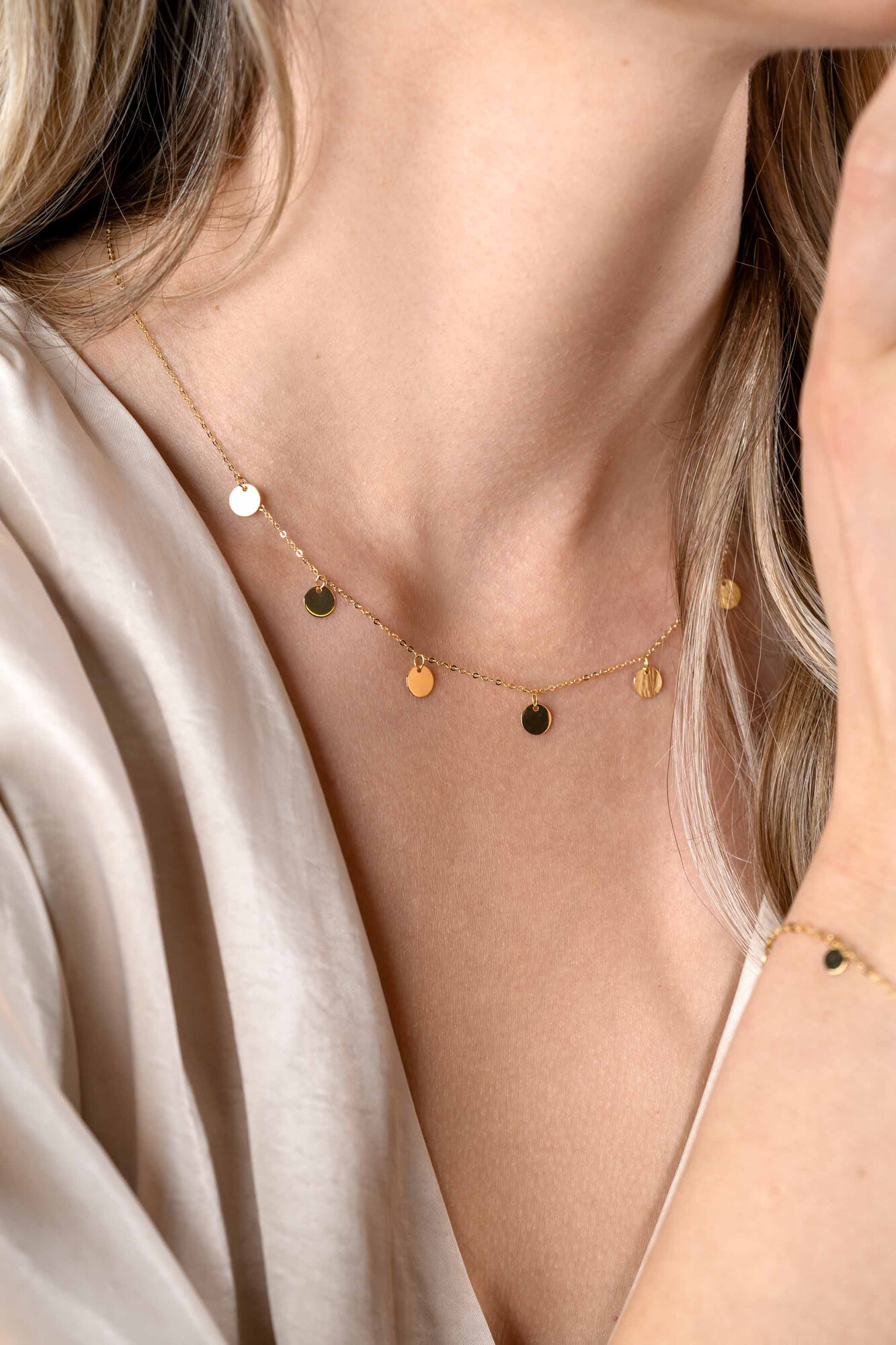 ZINZI 14K Gold Necklace Coins 45cm ZGC167