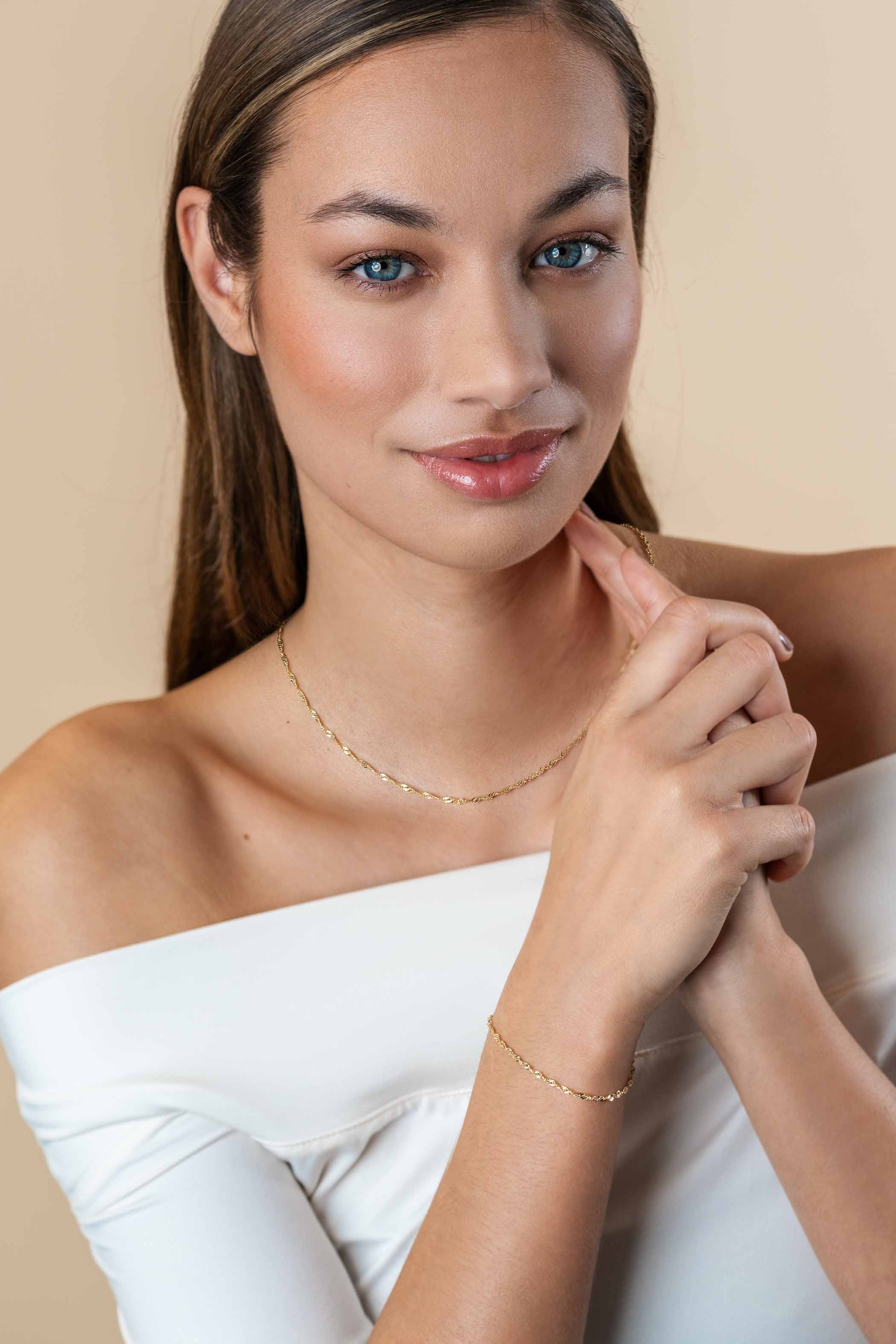 ZINZI Gold 14 carat solid gold Singapore necklace, 1.8mm wide, 41-43cm ZGC501
