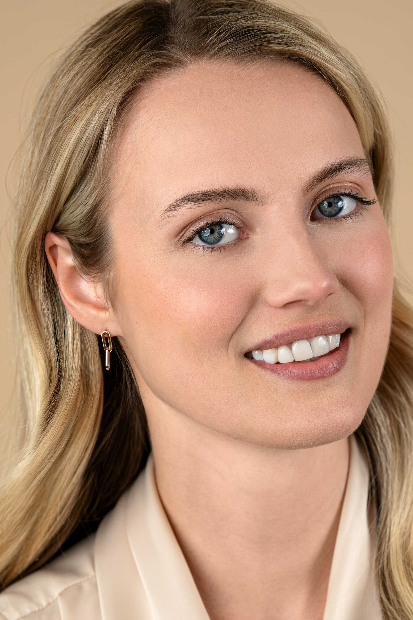 20mm ZINZI 14K Gold Stud Earrings 2 Trendy Paperclip Chains ZGO344