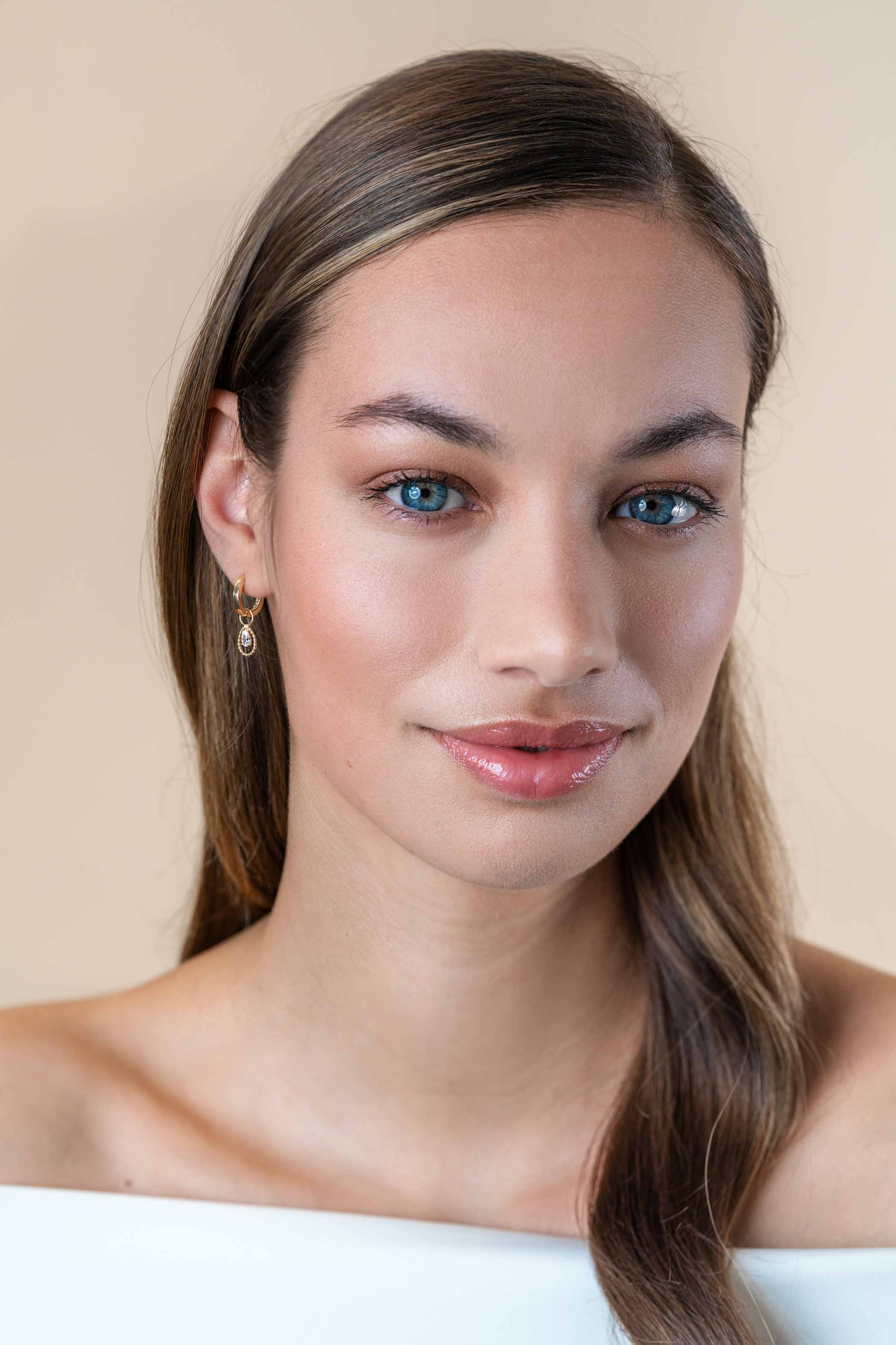 ZINZI 14K Gold Earrings Pendants Drop White Zirconia ZGCH478 (excl. hoop earrings)