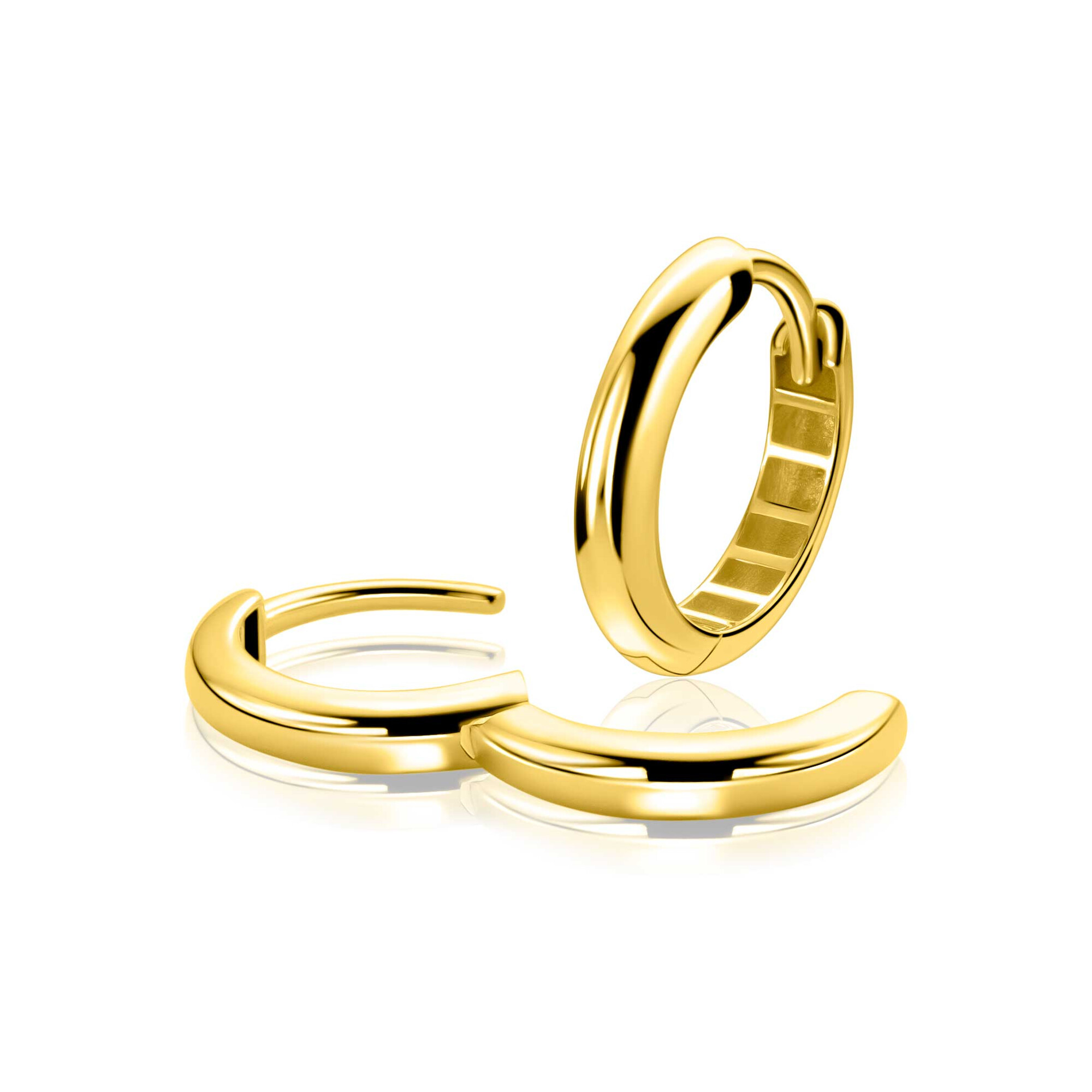 ZINZI GOLD klapcreolen half ronde buis 14.5x3mm