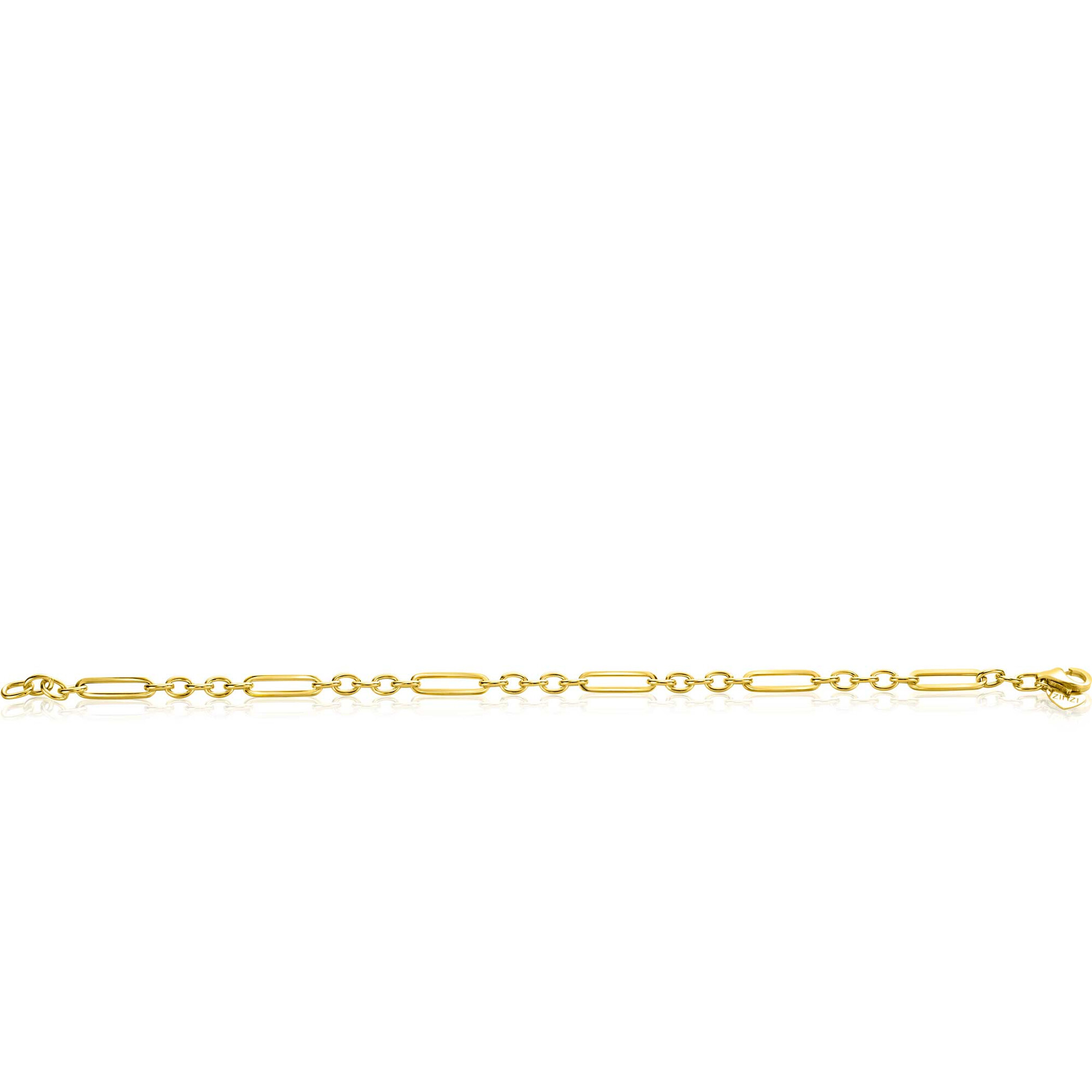 ZINZI 14K Gold Bracelet Paperclip and Oval Chains 4mm width 19cm ZGA473