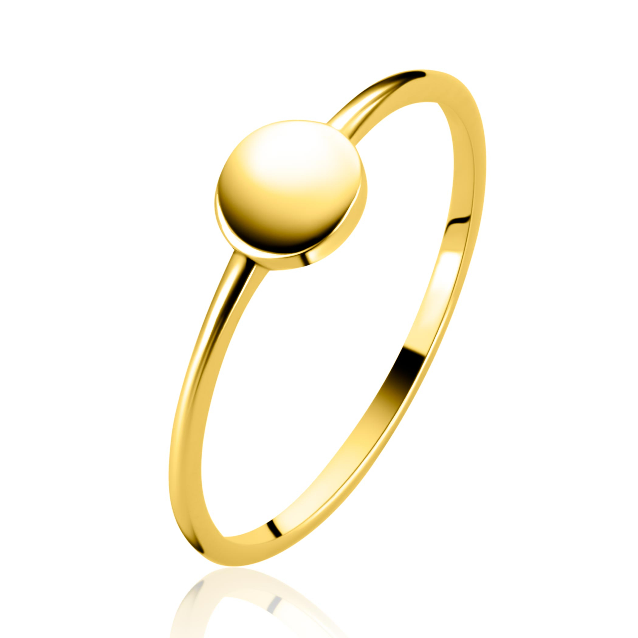 ZINZI Gold ring met rond plaatje 5.2mm mt.58
