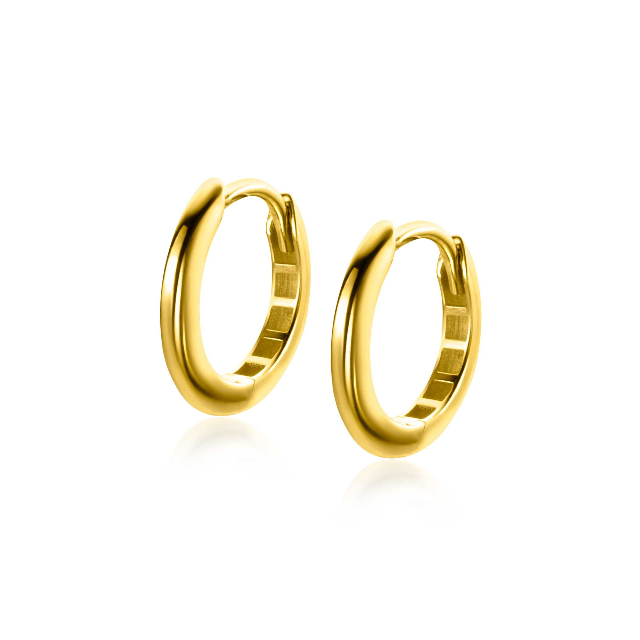 12,5mm ZINZI 14K Gold Hoop Earrings Small Round Tube 1,8mm width ZGO433