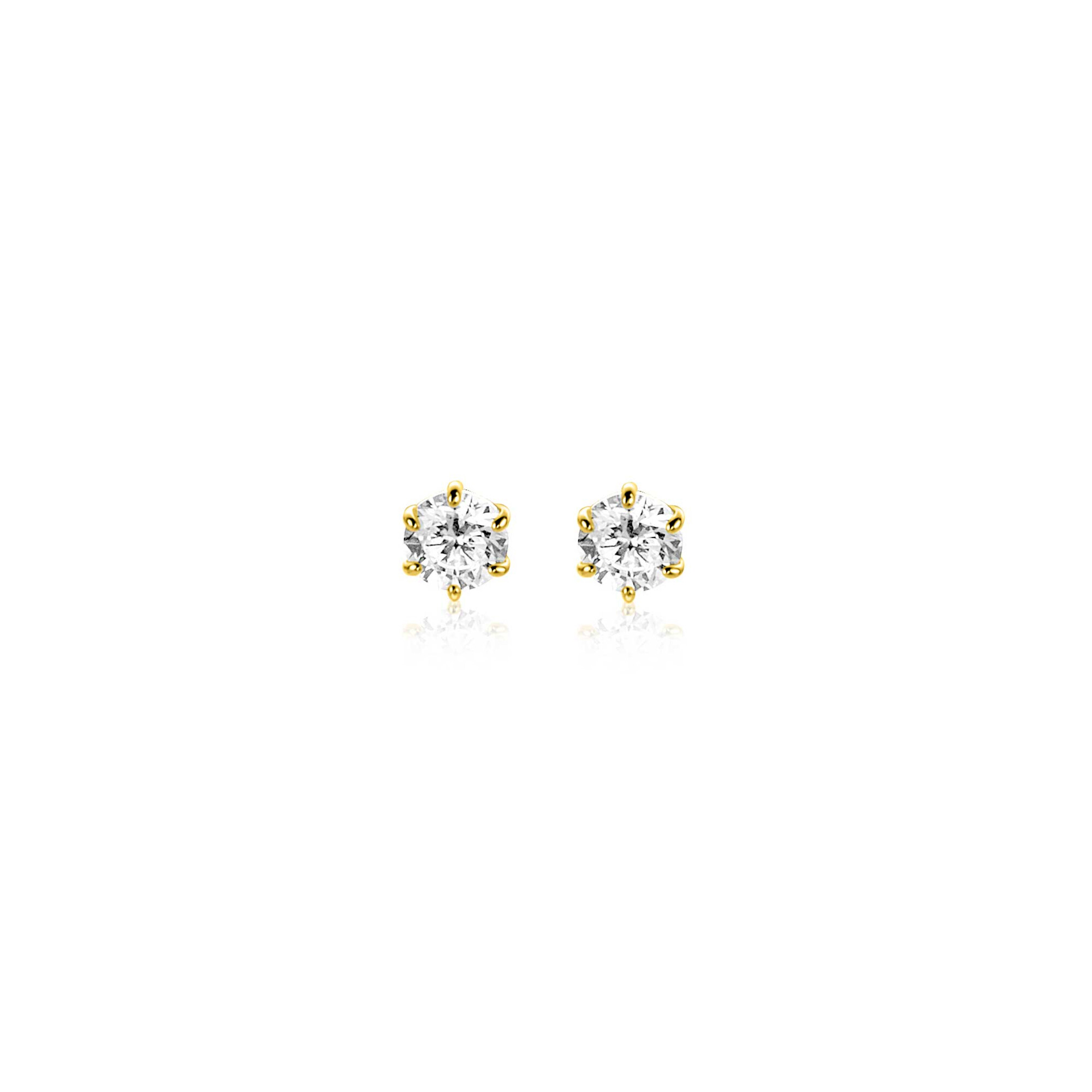 ZINZI GOLD oorknopjes zirconia 6poot chaton 4.5mm