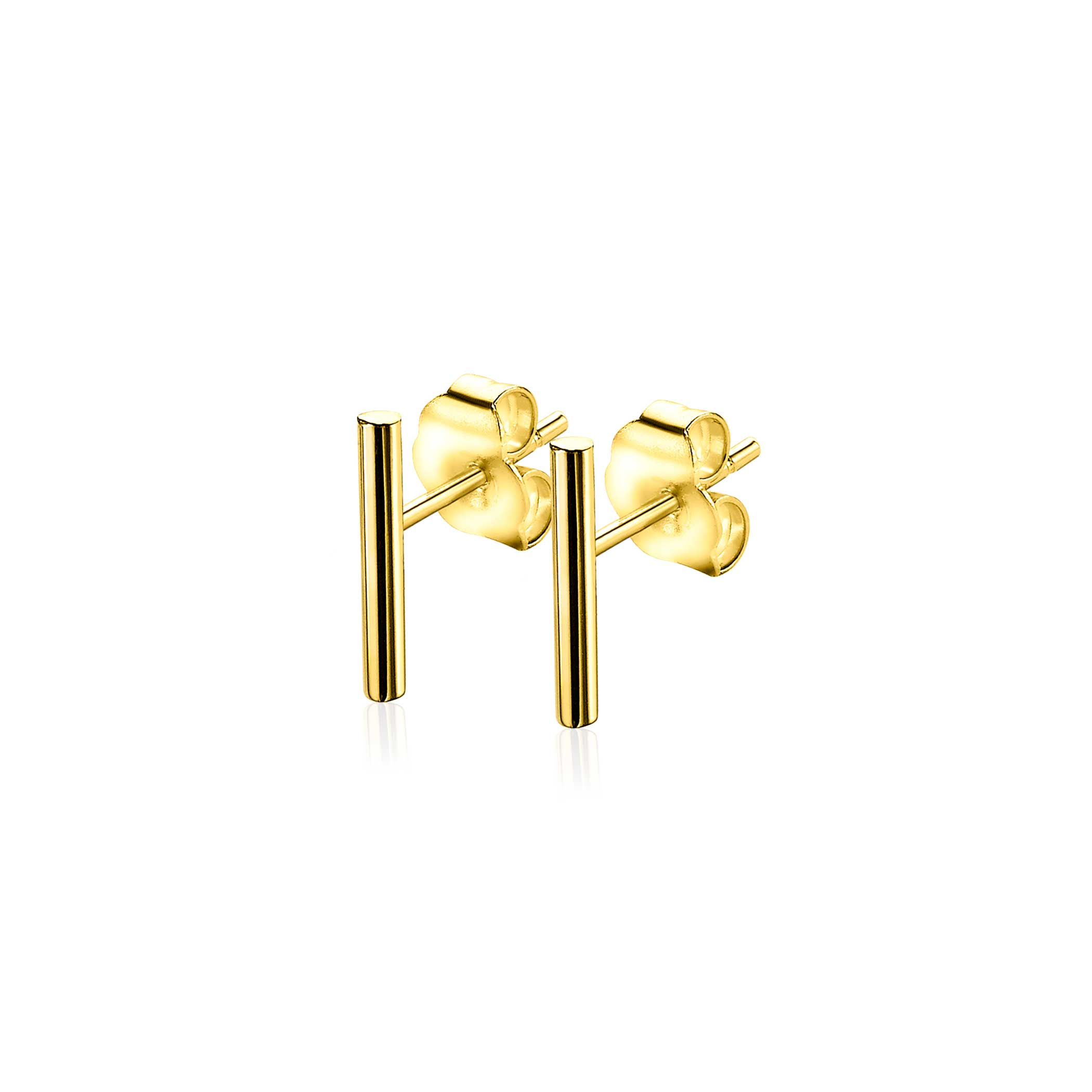 ZINZI 14K Gold Stud Earrings Bar 10mm ZGO183