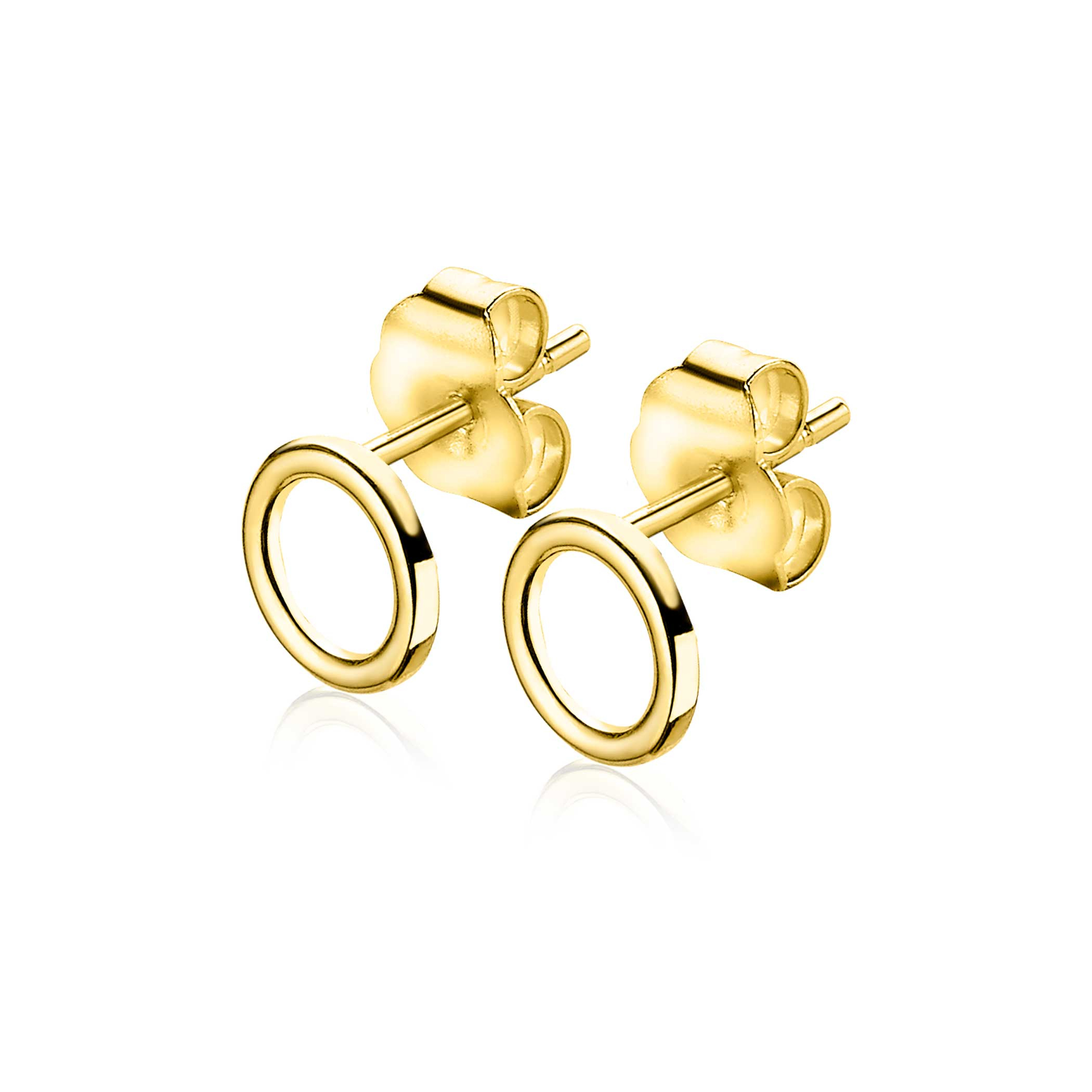 ZINZI 14K Gold Stud Earrings Open Circle 6mm ZGO163