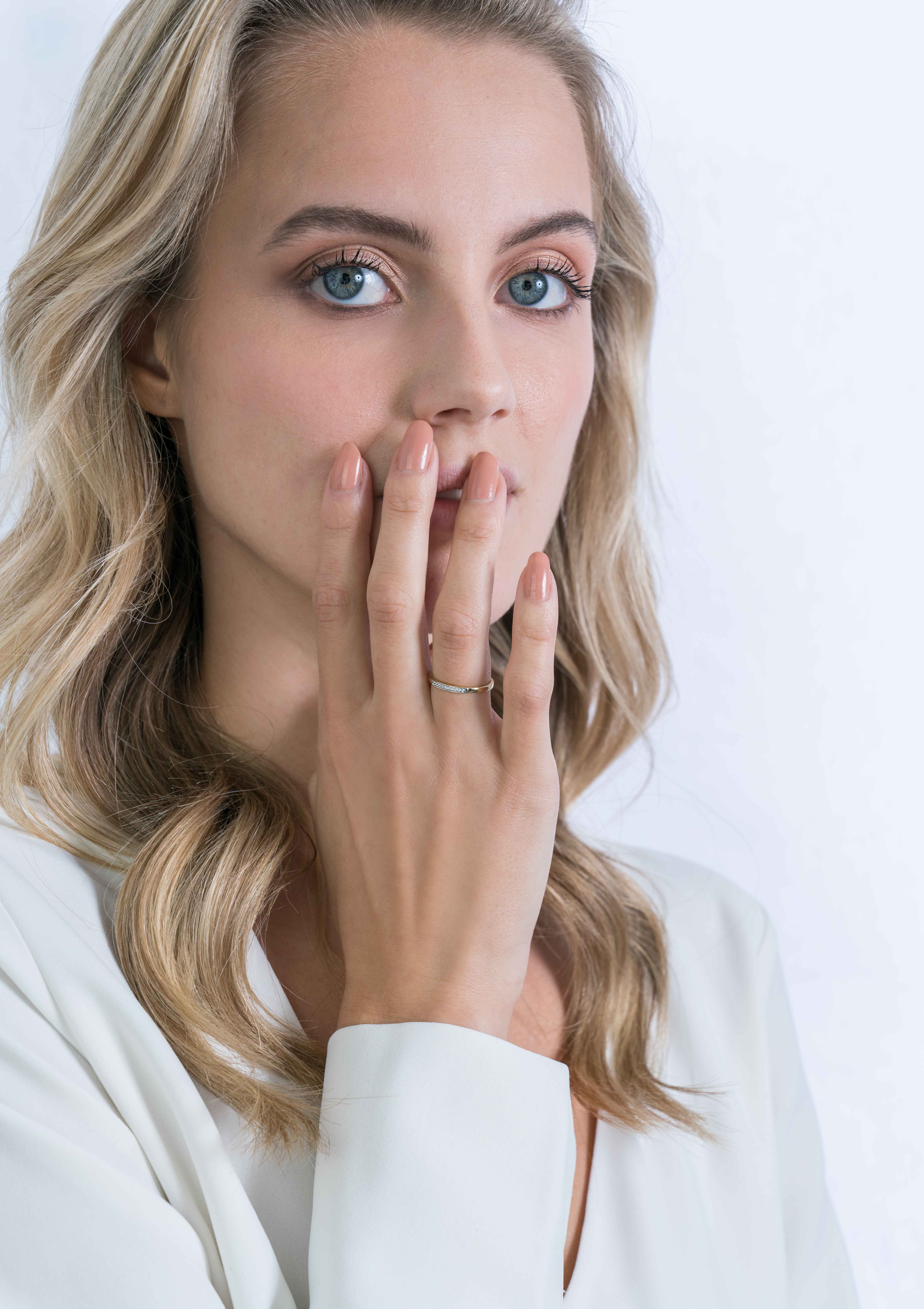 ZINZI 14K Gold Stackable Ring White ZGR148