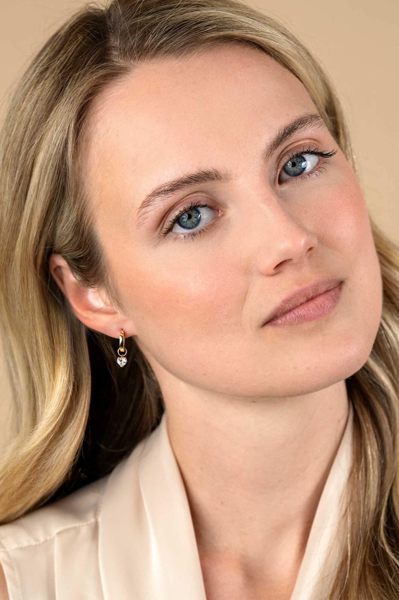 ZINZI 14K Gold Earrings Pendants Heart White Zirconia 5mm ZGCH422 (excl. hoop earrings)