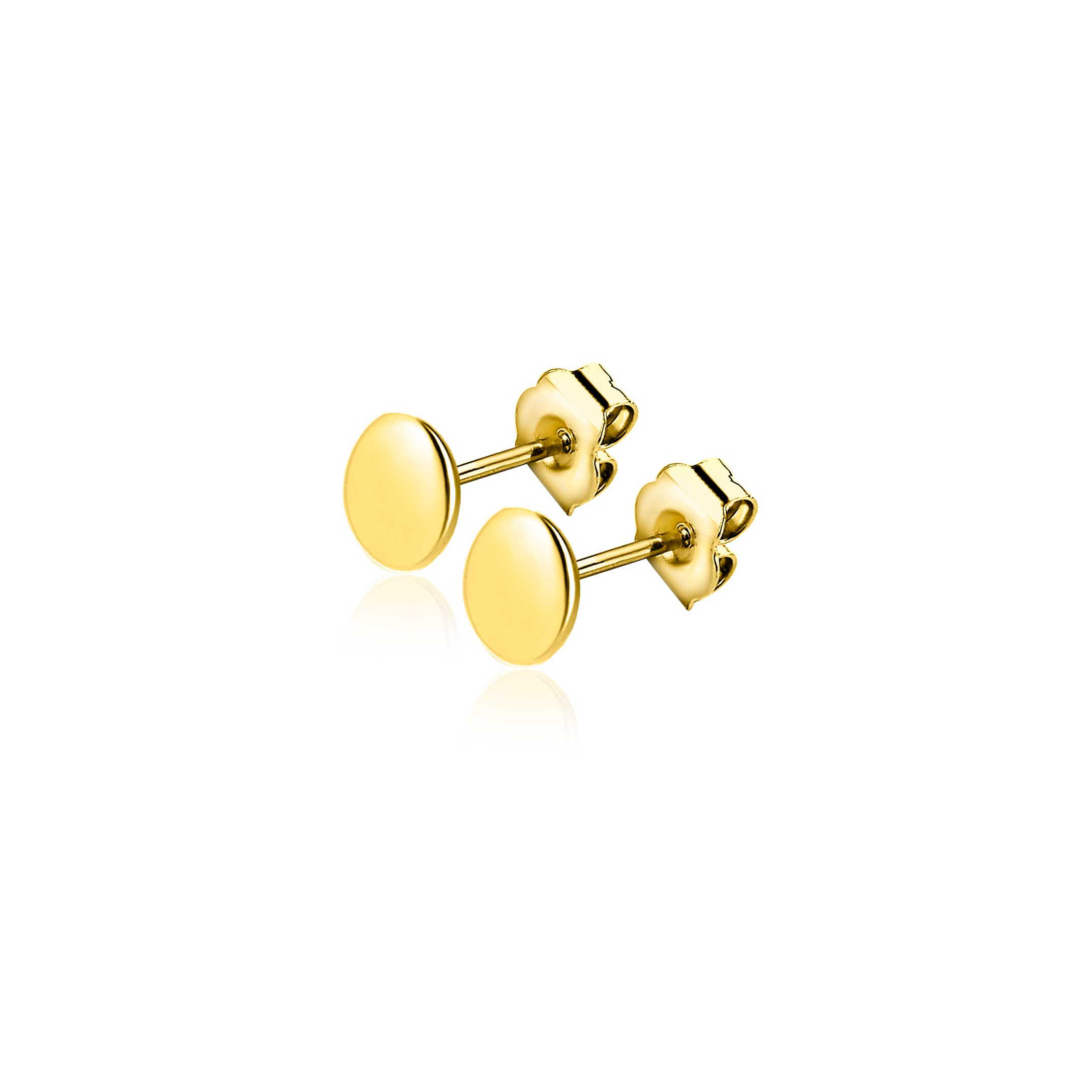 5mm ZINZI Gold 14 karat gold smooth round ear studs 5mm ZGO503
