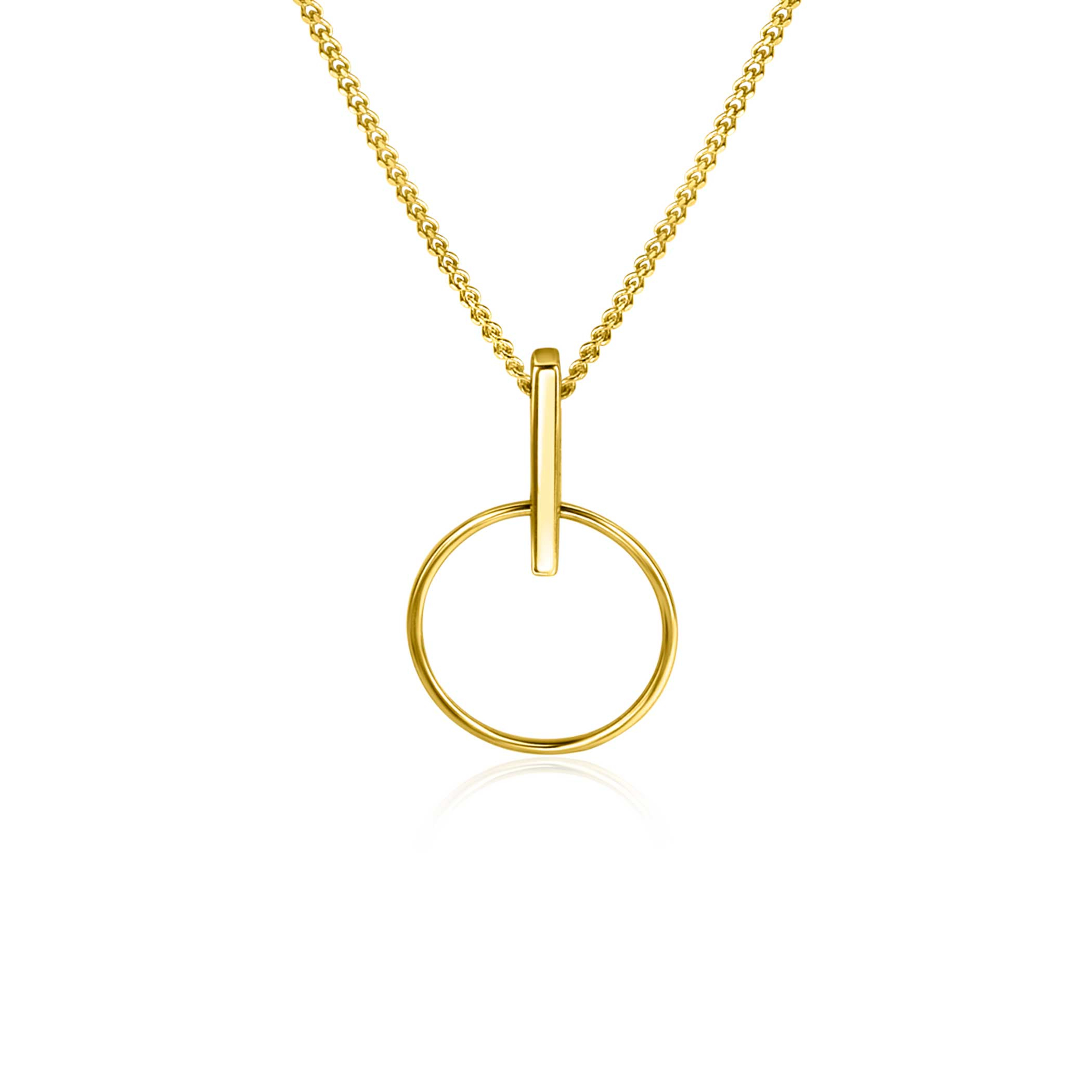 18mm ZINZI 14K Gold Pendant Open Circle and Trendy Bar as Bail ZGH404 (excl. necklace)