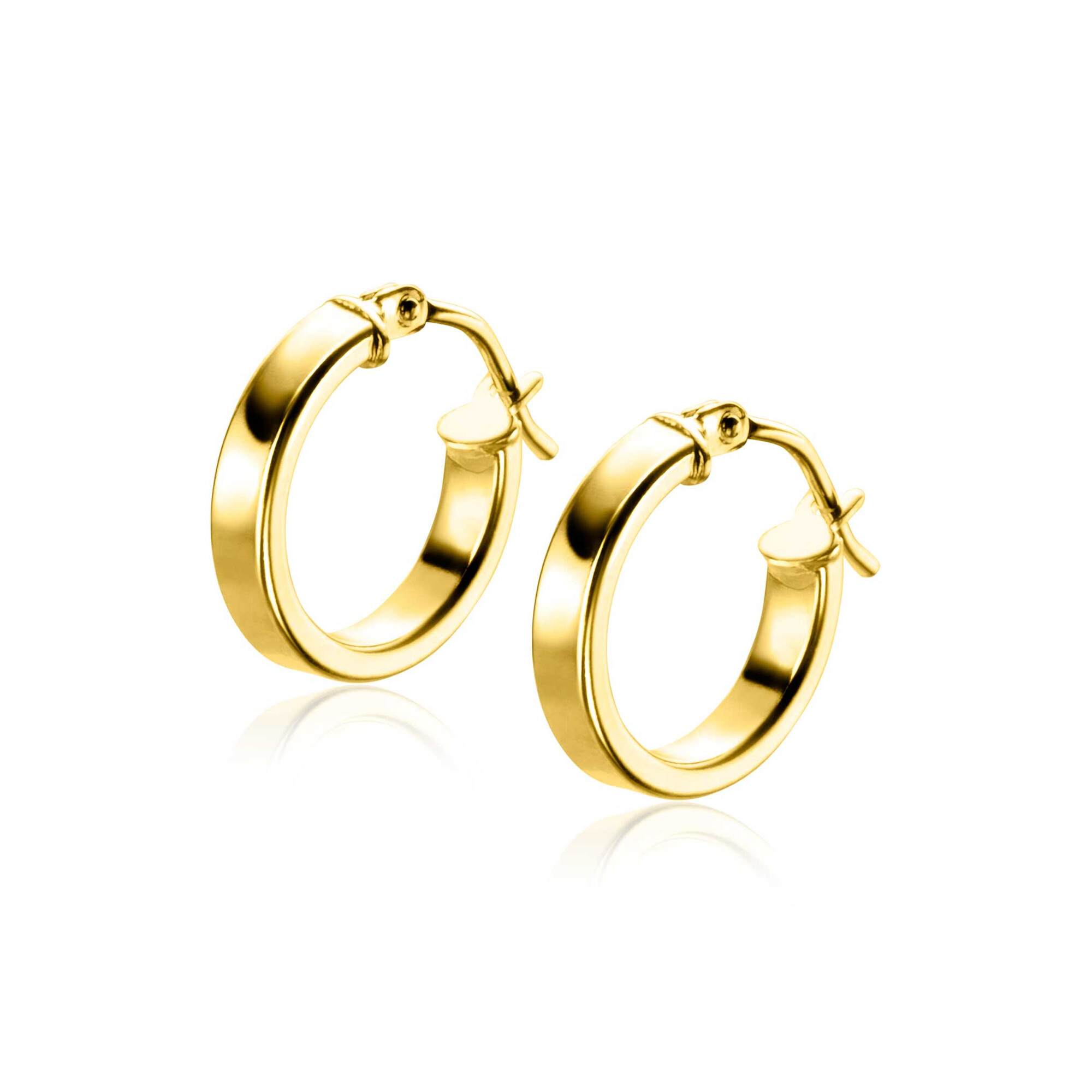 13mm ZINZI 14K Gold Hoop Earrings Smooth Square Tube 3mm width ZGO333